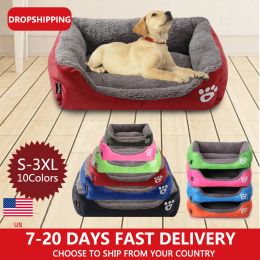 Mats New S2XL 9 Colours Paw Pet Sofa Dog Beds Waterproof Bottom Soft Fleece Warm Cat Bed House Winter Waterproof Kennel