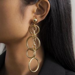 Dangle Earrings Korean Fashion Geometric Circles Long Tassel For Women Small Female Temperament Ear Ring Jewellery