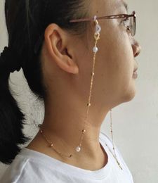 Eyeglasses Chain metal Bead white plastic Pearl charm Mask Hanging Rope plated metal chain silicone loops sunglass accessory women1333644