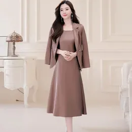 Work Dresses Dress Coat Set Sling Design Women Polyester Outfit Style Suit Spring Clothing