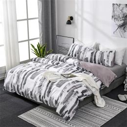 Set Simple Black White Print King Size Bedding Set Queen Plain Chinese Ink Twin Duvet Cover Set 200x230 Quilt Covers Pillow Covers Sheer Curtains