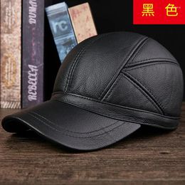 Berets Men's Cow Leather Hat 2024 Style Men Cowhide Casual Outdoor Baseball Cap Adjustable