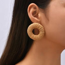 Dangle Earrings Simple Fashion Female Handmade Vine Rattan Woven Straw Drop For Women Bohemian Geometric Round Earring Jewellery