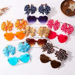 Sunglasses Frames 3Pcs/set Kids Cute Solid Dot Hairpin Colorful Heart Sun Glasses Set Girls Boutique Bowknot Hair Clips Children Hair Accessories