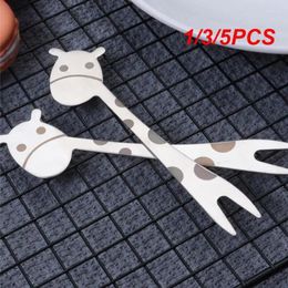 Forks 1/3/5PCS Dinnerware Giraffe Scoop Two-tooth Fork Stainless Steel Spoon Childrens Cartoon Tableware Children Flatware