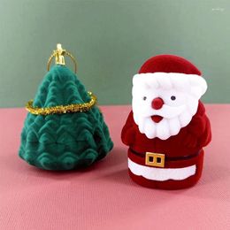 Jewelry Pouches Christmas Organizing Boxes Xmas Tree Santa Claus For Ring Necklace Earrings Gift Flocked Storage Organization