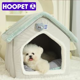 Mats HOOPET Foldable Cat House Pet Dog Kennel Removable Sleep Mat Winter Warm Nest Tents Puppy Kitten Cave Pet Supplies