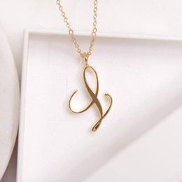 10PCSTiny Swirl Initial Alphabet Letter Necklace All 26 English Gold A-T Cursive Luxury Monogram Name Letters Word Text Chain Neck238a