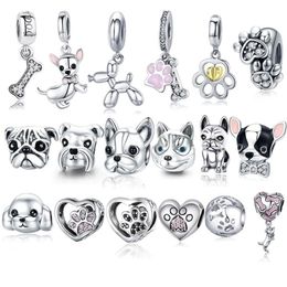 925 Sterling Silver A Dog 's Storey Poodle Puppy French Bulldog Beads Charm Fit BISAER Charms Silver 925 Original Bracelet 220319Z