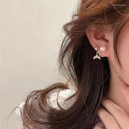 Stud Earrings Lovelink Sweet Irregular Metal Style Pearl For Women Elegant Gold Color Fish Tail Zircon Tassel Earring Girl Accessory