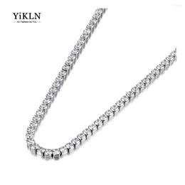 Choker YiKLN Sparkling 4mm CZ Crystal Charm Necklace For Women Girl Stainless Steel Link Chain Bohemia Beach Jewellery YN21233