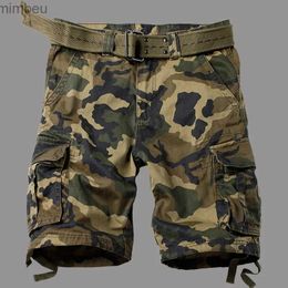 Men's Shorts 2023 summer Korean style camouflage Military cargo shorts men loose washing Multi-pocket cargo shorts for men 29-42 240226