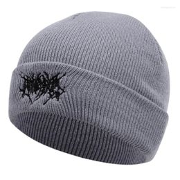 Berets 2024 Winter Unisex Beanie Caps Letter Embroidery Knitted Hats For Men Striped Skullies & Beanies Y2K Warm Cap Male Female Bonnet