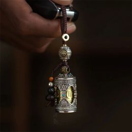 Necklaces Six Character Great Bright Mantra Rotating Warp Cylinder Pendant Car Keychain For Men Women Jewelry Tassel Budda Beads Accessory