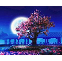 Diy Oil Painting Paint By Numbers For Adults Romantic Moon Tree Canvas Boards For Painting Picture Drawing Colouring By Numbers2729794