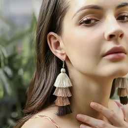 Dangle Earrings Handmade Tassel Women European And American Ethnic Style Long Bohemian Personality Jewelry For