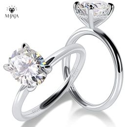 Rings Engagement Rings for Women Moissanite Solitaire Ring 925 Sterling Silver 13ct Oval Cut D Color VVSI Lab Diamond Bands Jewelry
