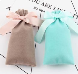 Slim Velvet Gift Bags with Satin Drawstring Bow Tie Cosmetic Lipstick Storage Packaging Pouches Boutique Retail Shop Packing Bags6619177