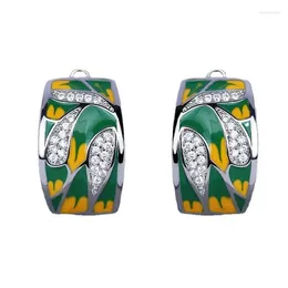 Stud Earrings Classic For Women's Leaf Green Handmade Enamel Jewellery Wedding Party