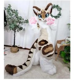 Halloween Beige Husky Doll mascot Costume for Party Cartoon Character Mascot Sale free shipping support customization
