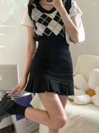 Skirts Sexy High Waist Pleated Mini Skirt Women Korean Fashion A Line Summer Preppy Style Casual All Match Black