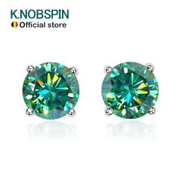 Earrings KNOBSPIN D Colour Moissanite Earring S925 Sterling Sliver Plated with 18k White Gold Earring for Women Man Sparkling Fine Jewellery