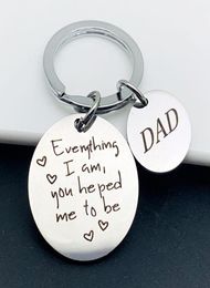 Keychains DoraDeer Alloy Key Chain Men DAD Everything Iam Holder Creative Letter Color Ring Pendant For Father Day Gifts3857293