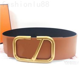 Evening black leather 7cm luxury belts for men designer reversible durable big letter buckle smooth leather cinture trendy simple solid color Designer Belt YD021 C4