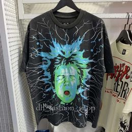 Hellstar Mens Women Tshirt Rapper Washed Heavy Craft Unisex Short Sleeve Top High Street Retro Hell Women's T-shirt Designers Tees Mens Designer Shirts 934 363