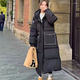 Women's Trench Coats Fashionable And Slimming Hooded Cotton Jacket Worn In Korean Style With Thick Warm Long Down For Winter