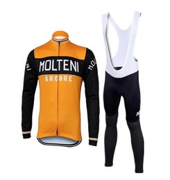 MOLTENI Cycling Jersey Set SpringAutumn Long sleeve cycling clothing Set Black and white Strap Trousers Maillot Ropa Ciclismo 3 m6862191