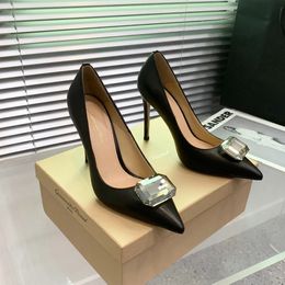 pumps Large crystal decoration Bridal shoes pointed toes stiletto Heels pumps heeled women Luxury Designers