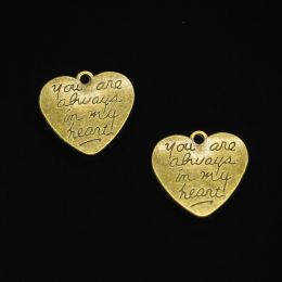 Necklaces 48pcs Antique Bronze Plated Heart Always Charms for Jewellery Making Diy Handmade Pendants 20*21mm