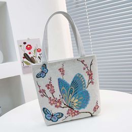 New Retro Embroidered Crossbody Bag Ethnic Style Fashion Shoulder Bag Animal Print Tote Bag WomenS Casual Canvas Purse