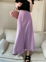 Skirts Hip Package 2024 Y2K Autumn Female Fashion Streetwear Elegant Silk Satin Women's Long Skirt Casual Loose High Waist