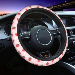 Steering Wheel Covers Strawberry Flowers Anti Slip Elasticity Car Accessories Protector Universal 15 Inch