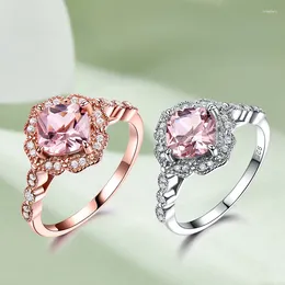 Cluster Rings TKJ 925 Sterling Silver Nano Morganite Rose Gold Ring Women's Valentine's Day Jewellery Anniversary Gift