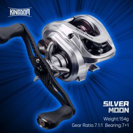 Reels Kingdom New Silver Moon 7.1:1 High Speed Ratio Carbon Fiber Fishing Reels Baitcasting 5kg Max Power 154g Light Drag System Reels