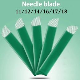 Needles 100pcs 11 12 14 16 17 18 Flex Blades 0.20mm Green Microblading Needles for Tattoo Lamina Tebori Permanent Makeup Agulhas Needles
