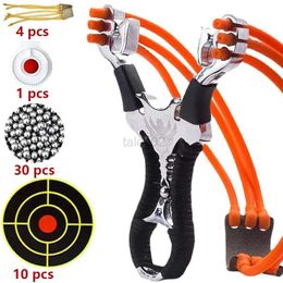 Hunting Slingshots High Quality Outdoor Hunting Shooting Alloy Slingshot with Quality Rubber Band Professional Shooting Game Catapult Tirachinas YQ240226