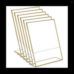 Jewelry Pouches 10PCS Acrylic Gold Frame Slanted Back Table Sign Holder For Wedding Card Restaurant Signs Pos