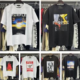 Фиолетовая рубашка бренд Tshirts Mens Women T S M L XL 2024 Новый стиль дизайнер одежды графический фут тройник США S-XL