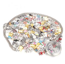 50 Pcslot Top Mix Design Floating Charms for Glass Living Memory Locket Pendant DIY Floating Charms Lockets Jewellery Accessor2882701