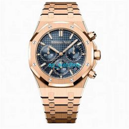 Luxury Audemar Pigue Watches Epic Royal Oak Series 26240OR Blue Disc 18K Rose Gold Watch Mens Automatic Machinery 41mm FUN EA3X