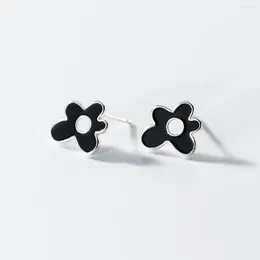 Stud Earrings TOYOOSKY S925 Sterling Silver Girl Heart Drop Glue Flower Sweet And Exquisite INS Wind Ear Jewelry Gift