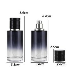 Wholesale 30ml 50ml portable travel empty gradient Colour cylinder glass spray perfume bottle with screw sprayer