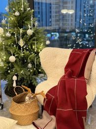 1500g Red Wedding Worm Winter H Designer 90%WOOL 10%cashmere Blankets And Pillows Cushion For Living room sofa Ins Blanket Pillow Home Luxury 135&170cm Gig Size