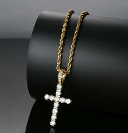 iced out cross pendant necklaces for men women luxury designer pendants 18k gold plated zircons gold chain necklace Jewellery gift5487437