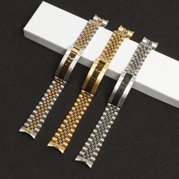 Watch Bands Brand 20mm Silver Gold Stainless Steel WatchBands For Role Strap DATEJUST Band Submarine Wristband Bracelet Tools322S