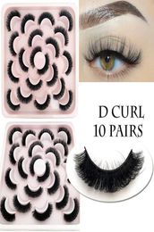 False Eyelashes 5/10 Pairs 6D Faux Mink Russian Strip LashesCurl Lash Extension Mega Lift Fluffy 15mm Natural Soft ReusableFalse3944168